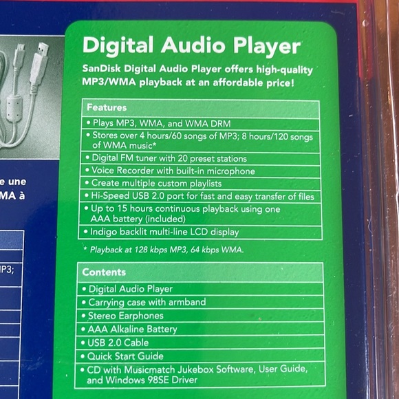 NEVER OPENED SANDISK DIGITAL AUDIO PLAYER - 256 MB - Picture 6 of 12